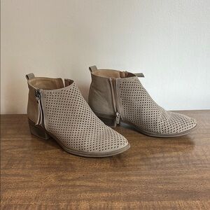 Time and Tru Tan Ankle Booties with Side Zipper